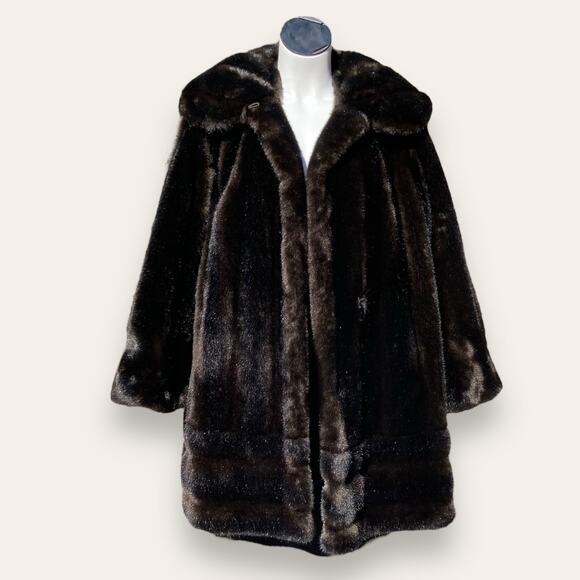VTG Faux Fur Tissavel Coat | M/L | Country Pacer | French Import | Rich Brown - Picture 1 of 13